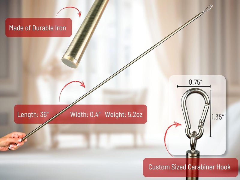OooWow 36 inch (4 Pack) Light Bronze Iron Curtain Pull Wand - Drapery Pull Rod - Verstaile Curtain Wand - Metal Drapery Wand (36in AB 4pk) - Image 3